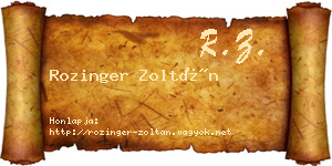 Rozinger Zoltán névjegykártya